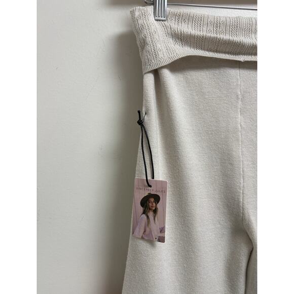 Sincerely Jules Knit Cardigan Flare Pants Set Womens Medium Cream Ribbed - Picture 10 of 11